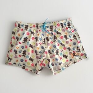 Bang Miami Swim Trunks Shorts White Cartoon Graphic Print Drawstring M